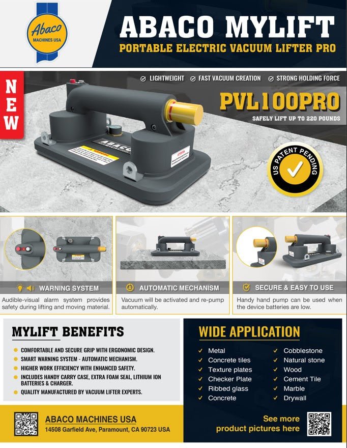 Abaco MYLIFT PVL100PRO Portable Electric Vacuum Lifting Device