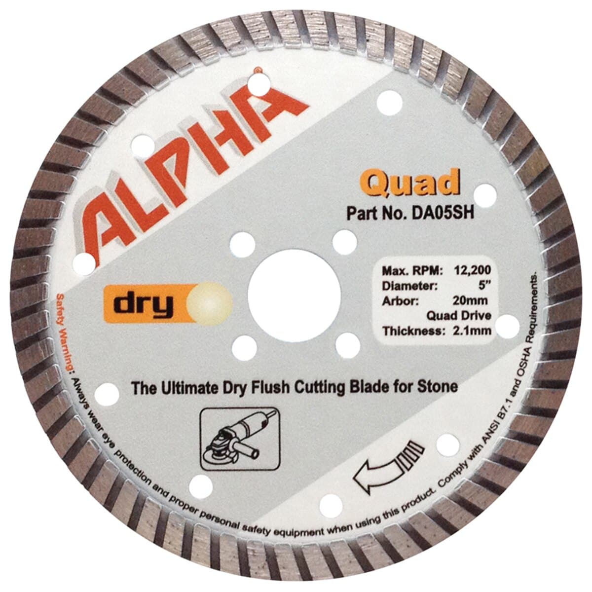 Alpha Turbo Diamond Blade - Quad Design for High - Performance Dry Flush Cutting