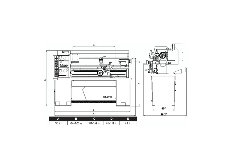 Elite E-1236VS Lathe Equipped with ACU-RITE 303 CSS Digital Read - Out (DRO) and Collet Closer