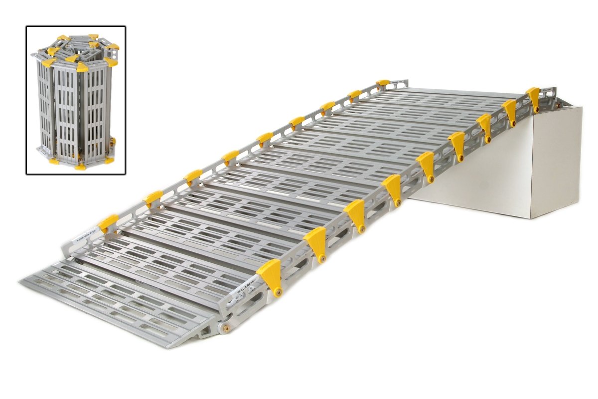 26-Inch Wide Roll-A-Ramp® Modular Ramp System Equipped with Straight End Handrails for Enhanced Accessibility