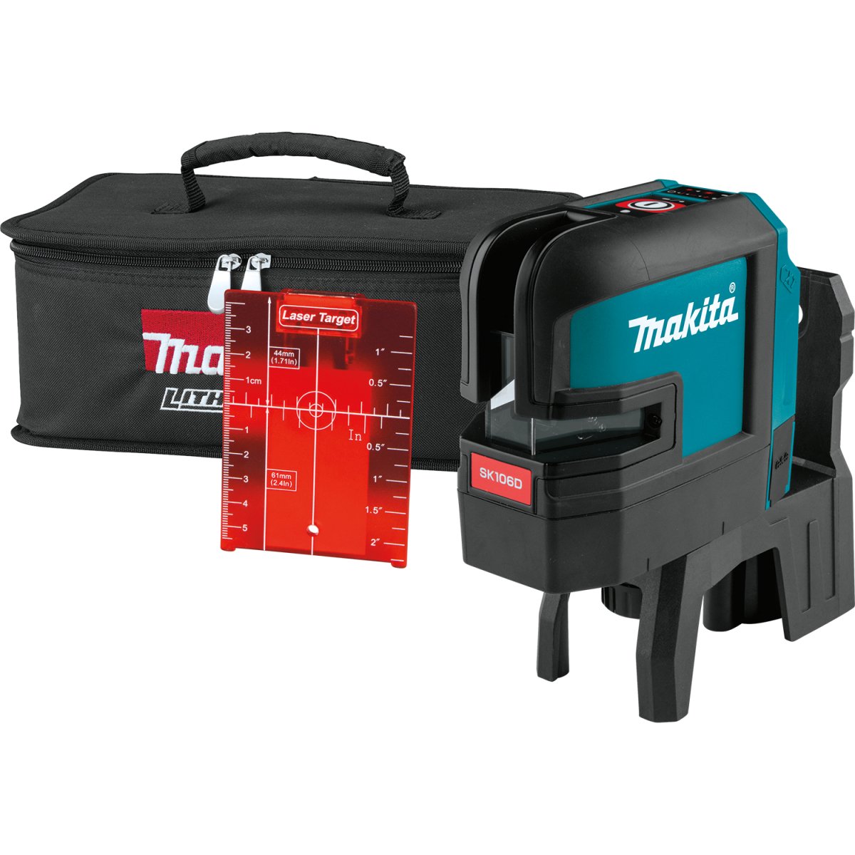 Makita 12V Max CXT® Lithium‑Ion Cordless Self‑Leveling Cross‑Line and 4‑Point Red Beam Laser for Construction and Measurement Applications