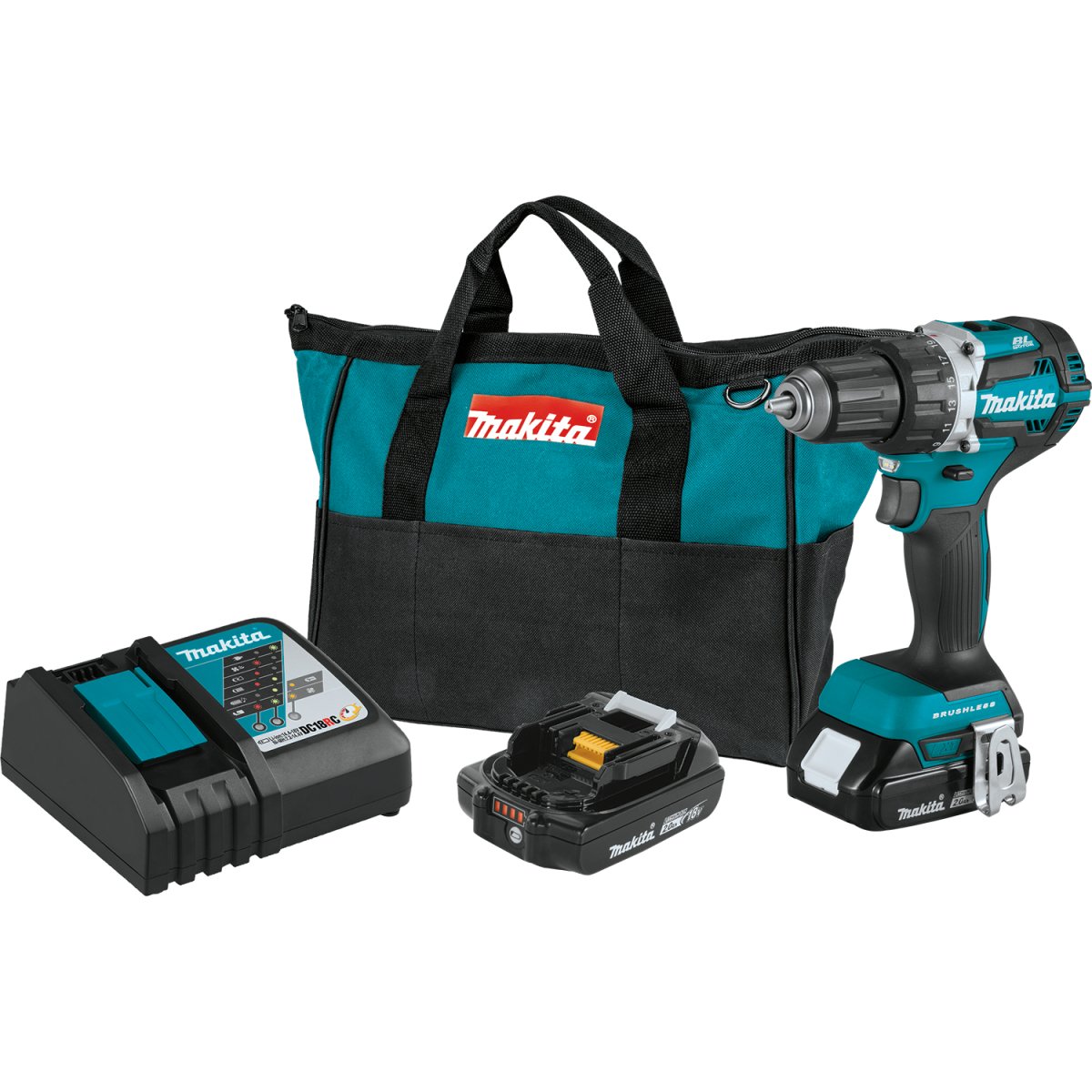 Makita 18V LXT® Compact Lithium-Ion Brushless Cordless 1/2 Inch Driver-Drill with 2.0Ah Battery - Ideal for High-Performance Drilling and Driving