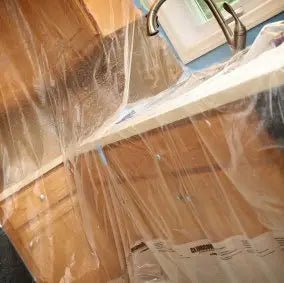 Self - Adhering Cling Cover® Plastic Sheeting for Construction and Remodeling