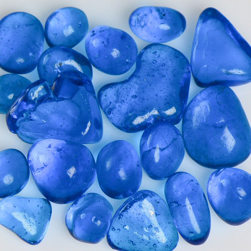 Blue Raspberry Colored Jelly Bean Shaped Recycled Glass for Decor and More