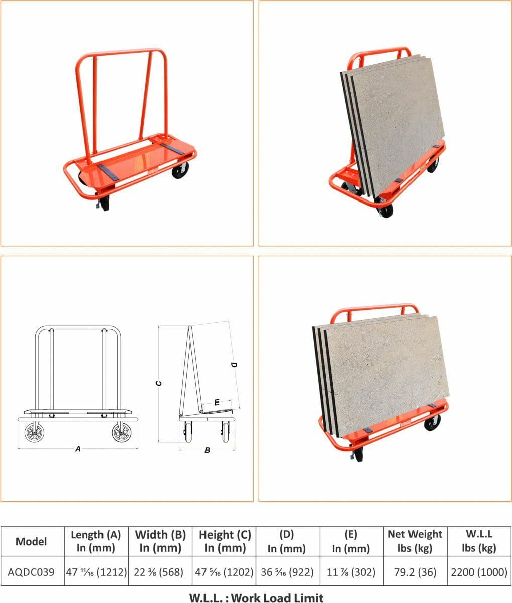Abaco QLI Sturdy and Durable Drywall Cart for Easy Maneuvering
