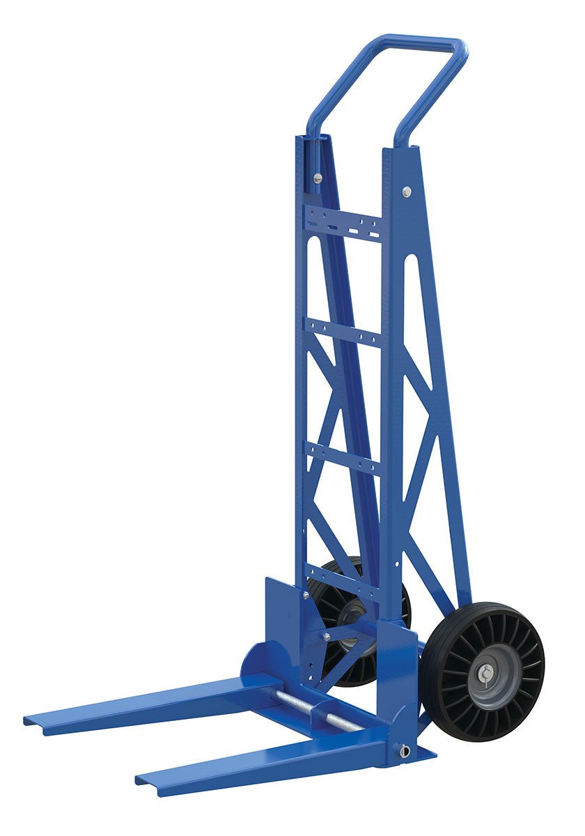 Adjustable Fork Hand Truck with Extended Handle and Shock - Absorbing Wheels