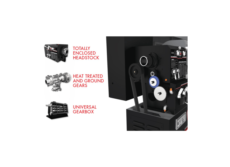 Elite Geared Head Lathe EGH - 1740 Equipped with ACU - RITE 203 Digital Read - Out (DRO) and Taper Attachment