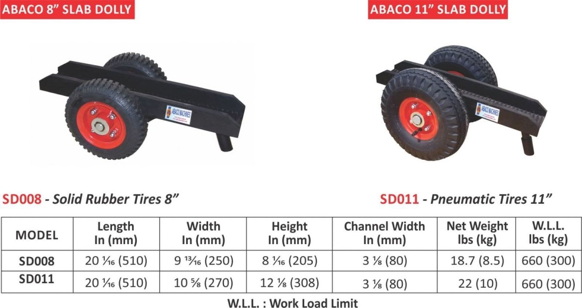 Abaco 11-Inch Industrial Slab Moving Dolly for Shop and Job Site Use