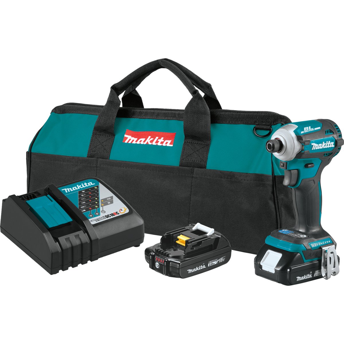 Makita 18V LXT® Lithium-Ion Compact and Lightweight Brushless Cordless Quick-Shift Mode™ 4-Speed Impact Driver Tool Kit with 2.0Ah Battery