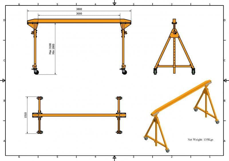 Portable and Adjustable Aardwolf Gantry Crane for Various Lifting Needs