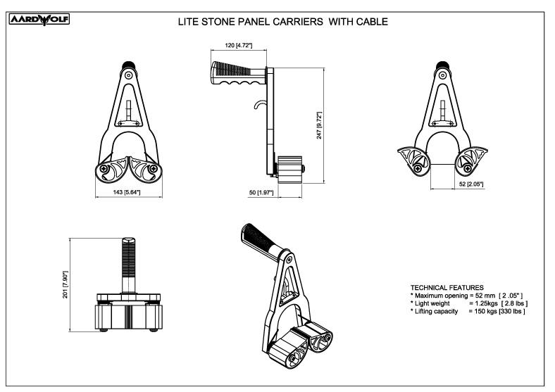 Aardwolf Heavy - Duty Stone Panel Carriers with Cable for Easy Lifting