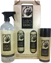 Italian Lustro Stone Care Kit - Pack of 6 for Granite & Other Surfaces