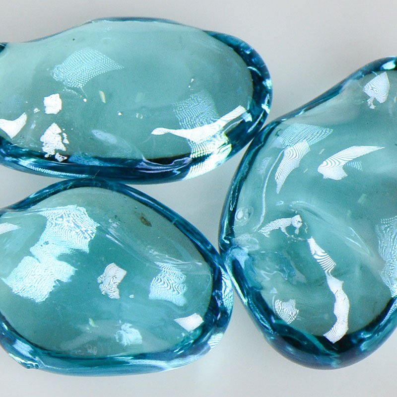 Blue Raspberry Colored Iridescent Jelly Bean Style Recycled Glass for Various Decorations
