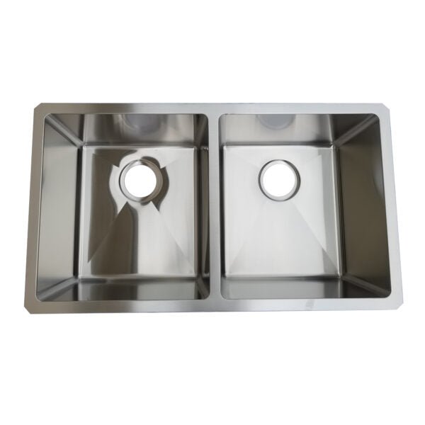 18 Gauge 304 Stainless Steel 50/50 Double Bowl Undermount Kitchen Sink with Micro Radius Design