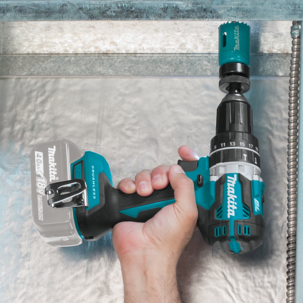 Compact 1/2 18V LXT® Lithium-Ion Brushless Cordless Hammer Driver-Drill with 5.0Ah Battery for Enhanced Drilling and Driving