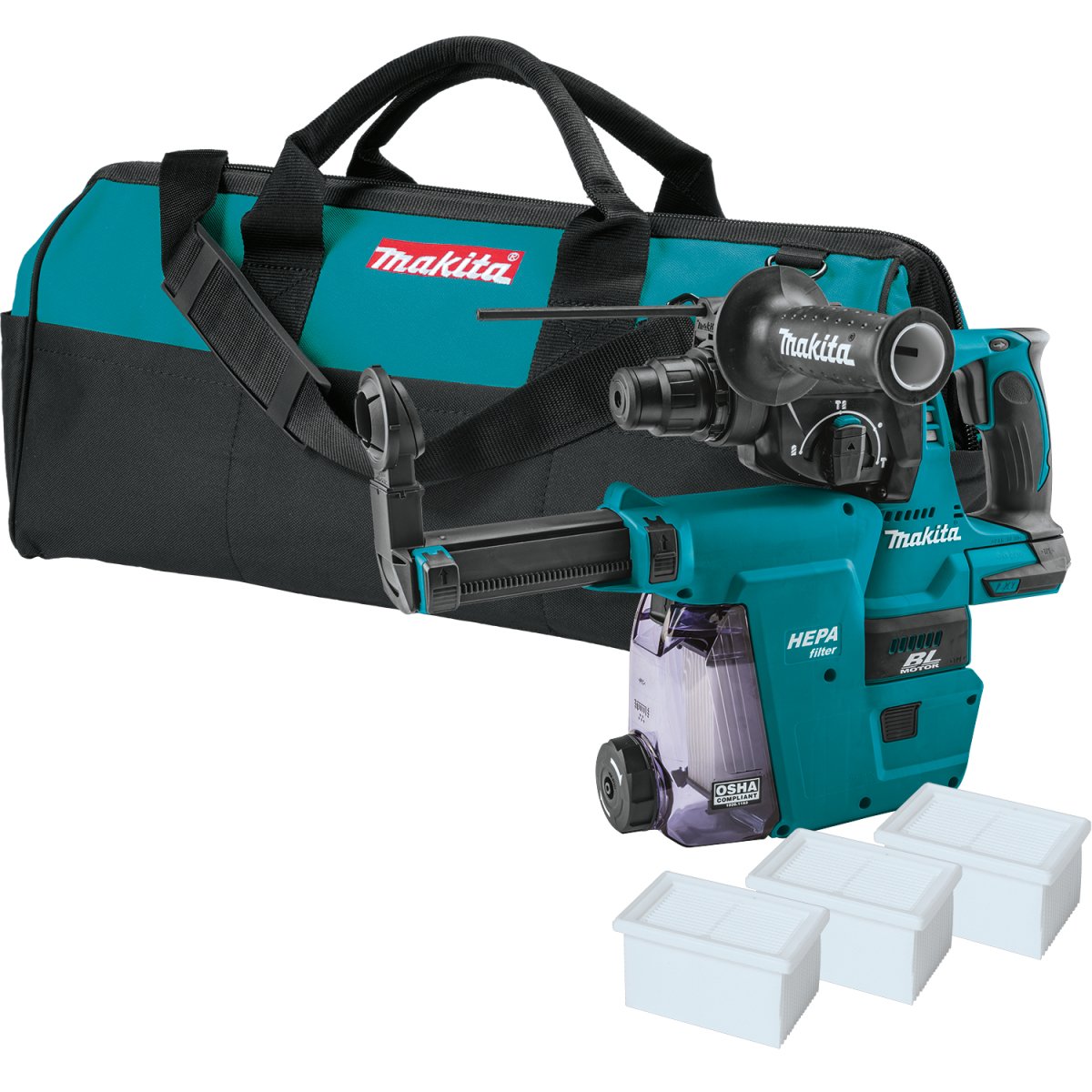 18V LXT® Lithium-Ion Brushless Cordless One-Inch Rotary Hammer Drill with SDS-PLUS Bit Compatibility and HEPA Dust Extractor Attachment (Tool Only)