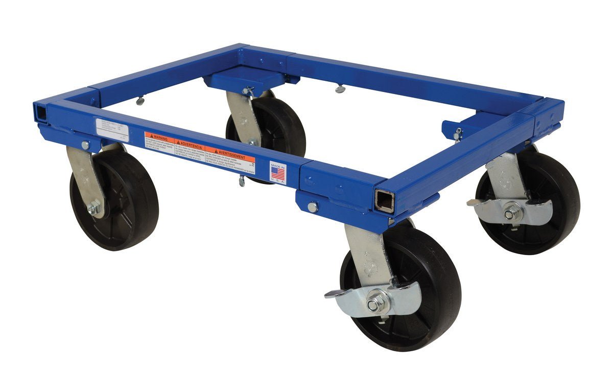 Adjustable Width and Length Tote Dollies for Various Tote Sizes