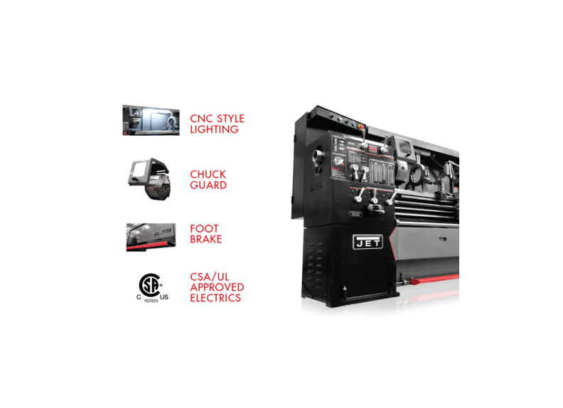 Elite Geared Head Lathe EGH - 1740 Equipped with ACU - RITE 203 Digital Read - Out (DRO) and Taper Attachment