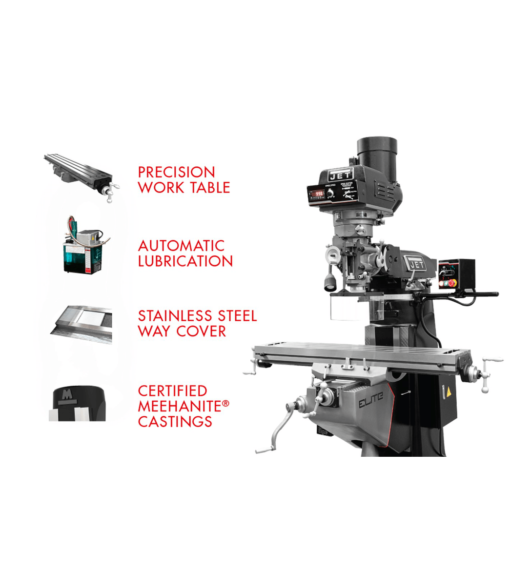 EVS-949 2-Axis Mill with ACU-RITE 203 DRO and Servo X, Y, Z-Axis Powerfeeds