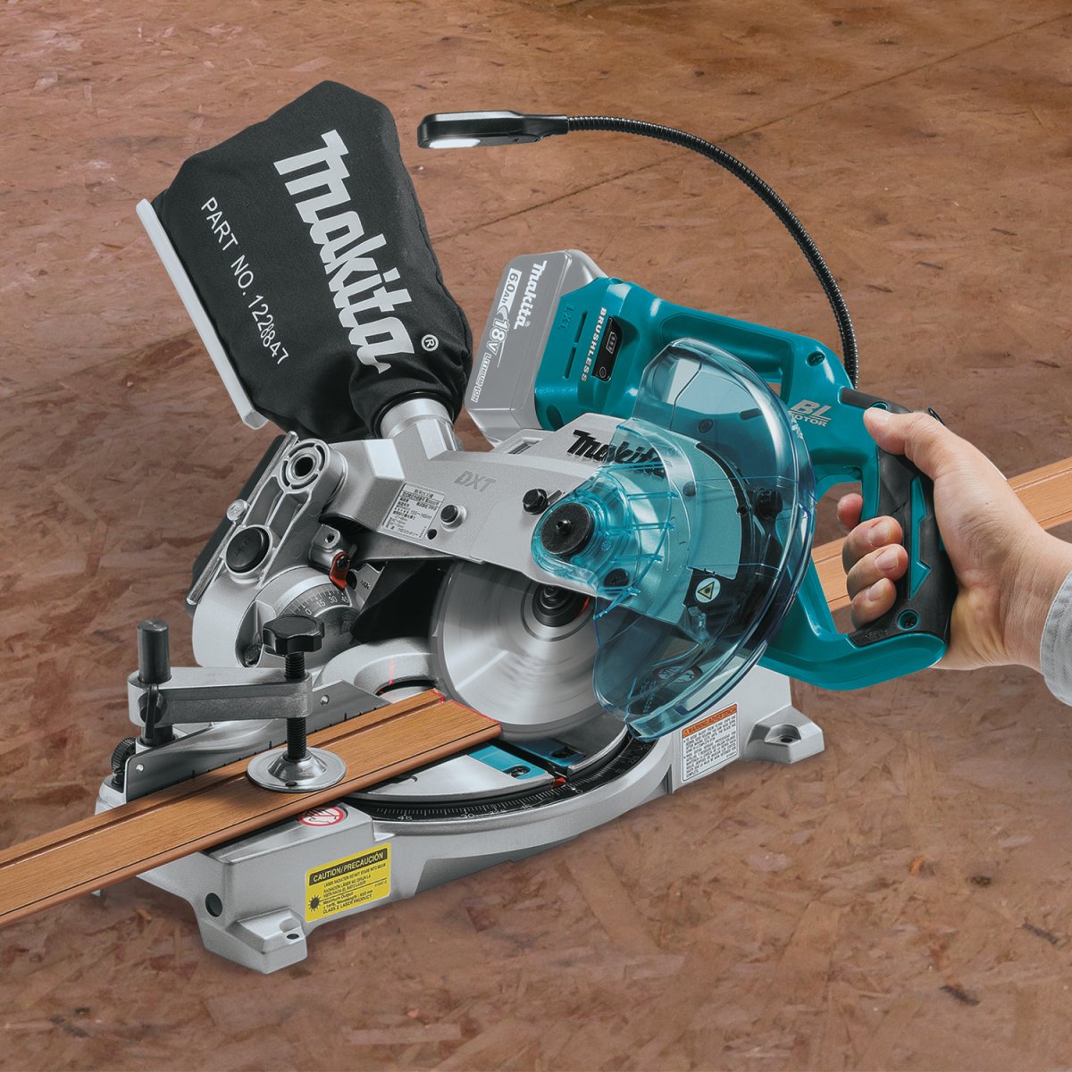 Makita 18V LXT® Lithium-Ion Brushless Cordless Compact 6-1/2 Inch Dual-Bevel Compound Miter Saw with Laser for Precise Cutting