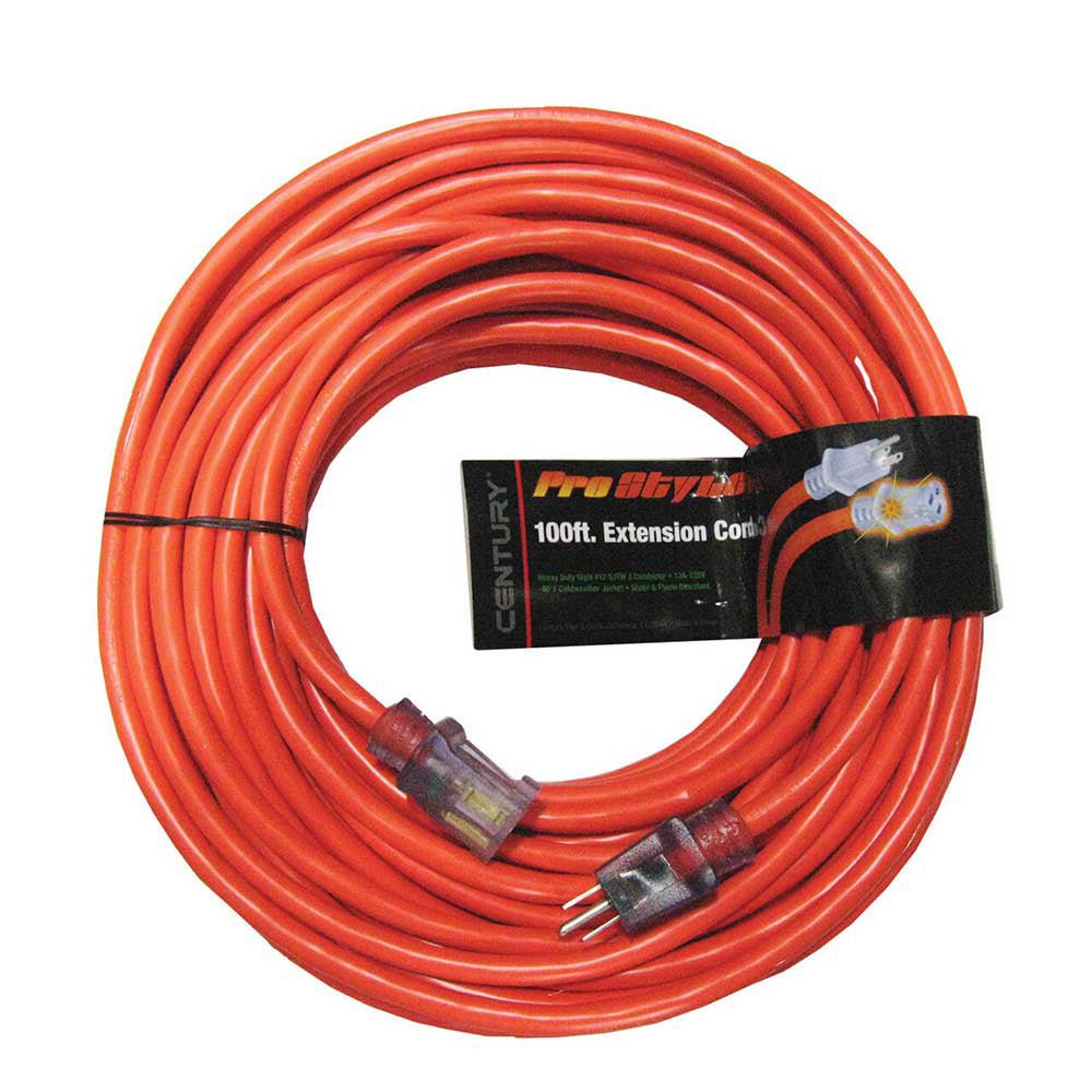 Orange Professional-Style 12/3 100-Ft. SJTW Lighted Extension Cord