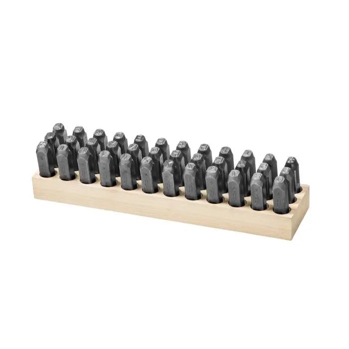 36-Piece 3/8 Round Face Letter and Number Stamp Set for Industrial Use