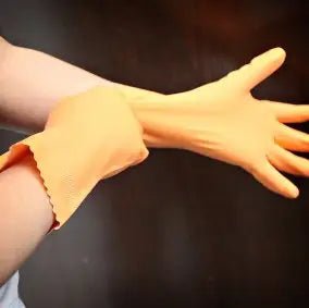 High - Quality Orange Flock - Lined Professional Refinishing Rubber Latex Gloves