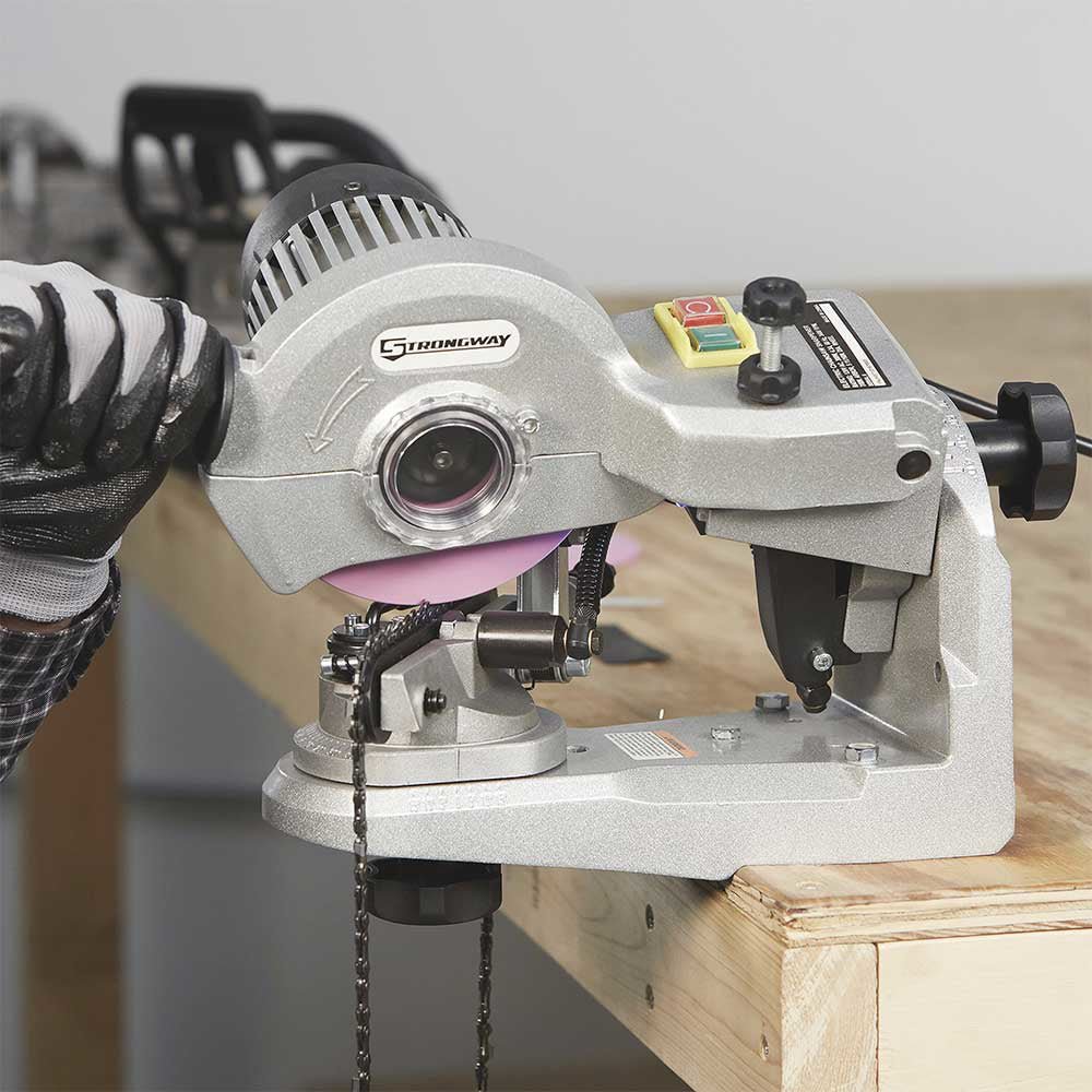 Strongway High - Performance Electric Chainsaw Sharpener with Hydraulic Assistance, 120 Volt, 1/4 In. x 3/4 In. Suitable for Commercial and Home Use
