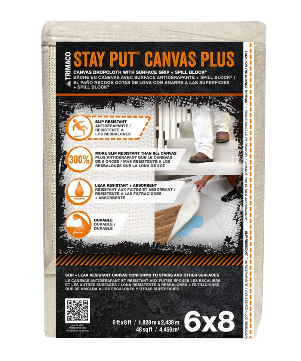 Trimaco's Stay Put® Plus Anti - Slip Canvas Dropcloth for Enhanced Protection