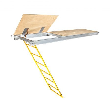 Durable Platform with Secure Trapdoor and Sturdy Ladder for Scaffolds