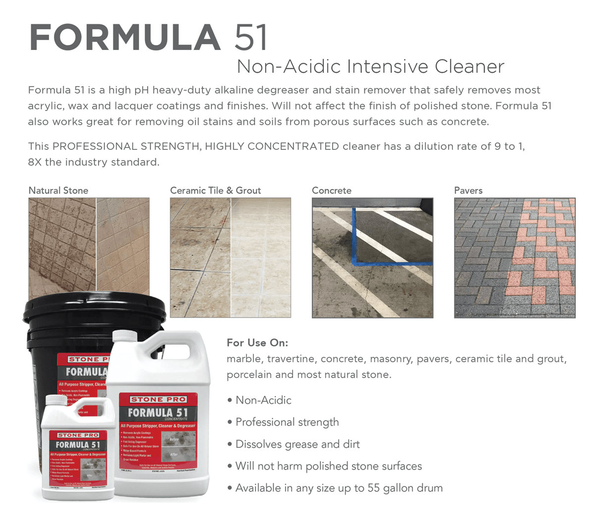 Powerful Stone Pro Formula 51 Alkaline Cleaner & Stain Remover