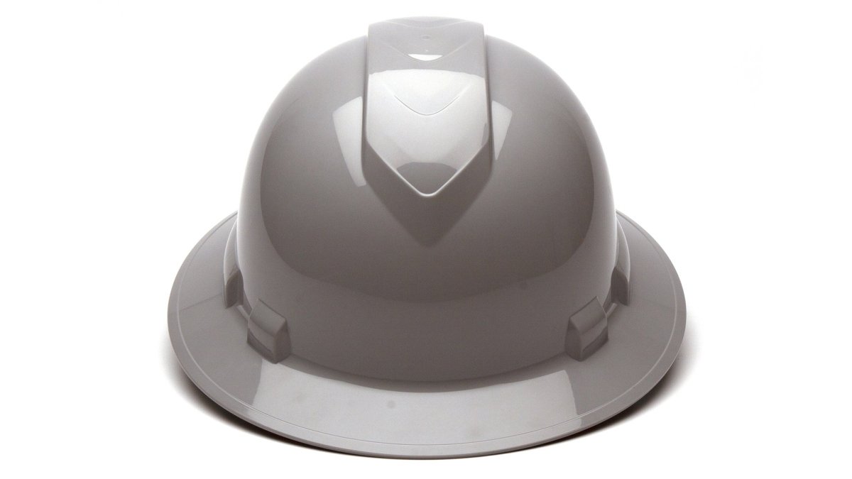 Case of 12 Gray Full Brim Style Four - Point Standard Ratchet Safety Hard Hats