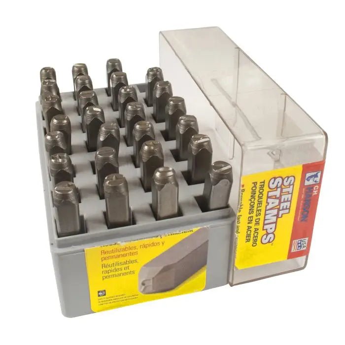 27-Piece 3/8 Round Face Letter Stamp Set for Industrial Marking