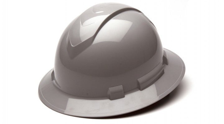 Case of 12 Gray Full Brim Style Four - Point Standard Ratchet Safety Hard Hats