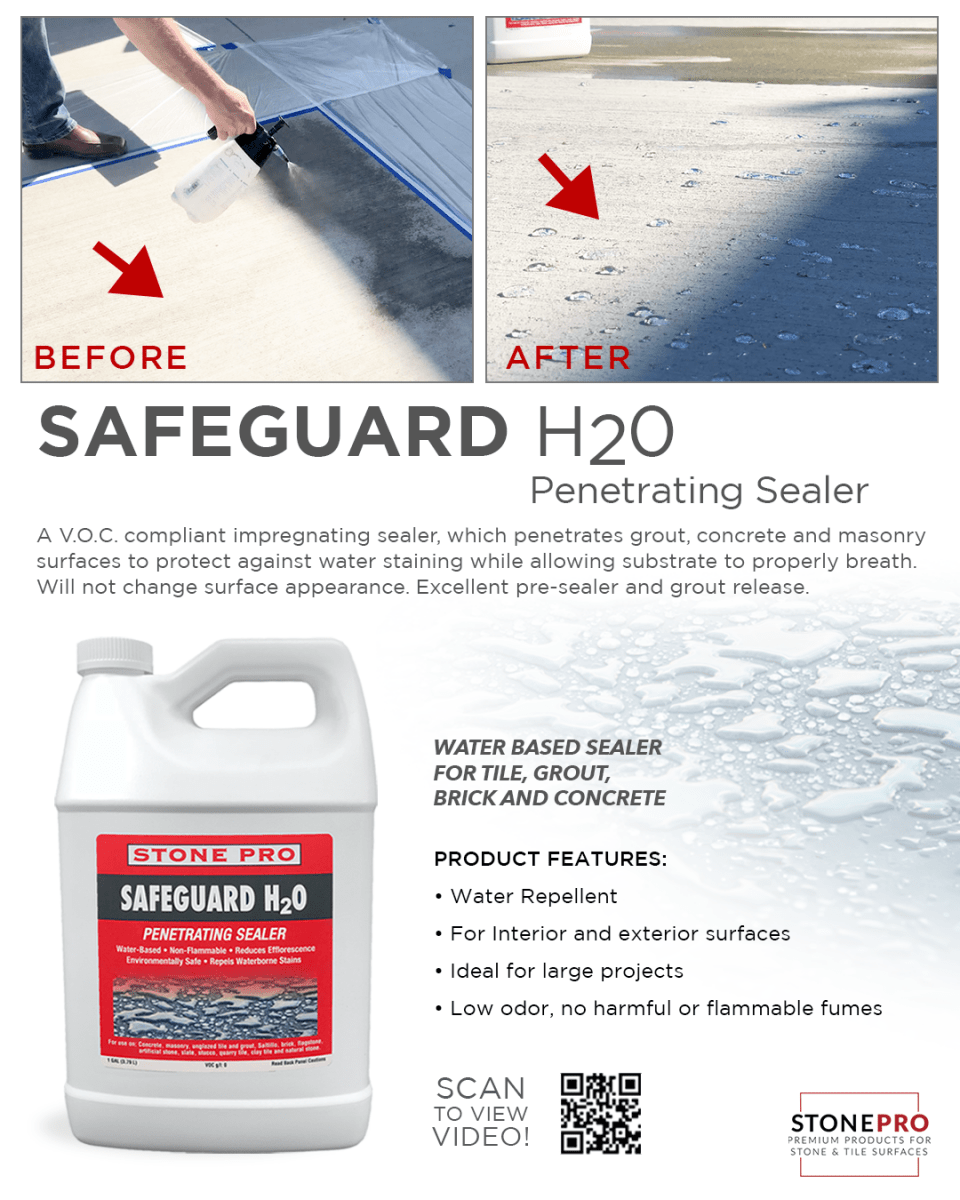 Stone Pro Water - Based H2O Safeguard Sealer for Tile, Grout, Brick and Concrete