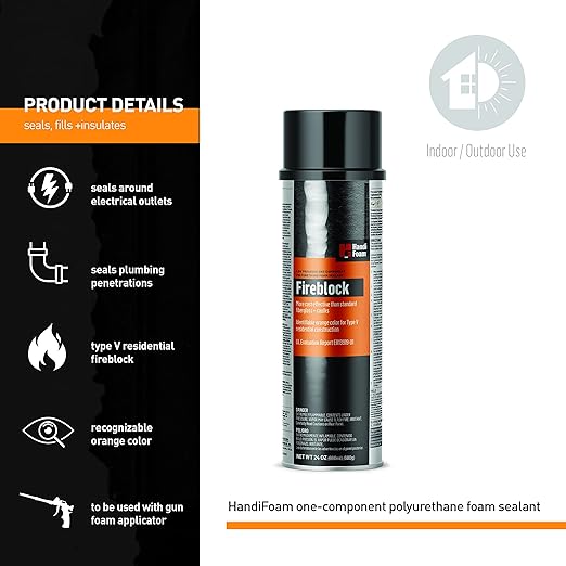 HANDIFOAM Fireblock One - Component Polyurethane Foam Sealant Pack - Case of 12 Cans