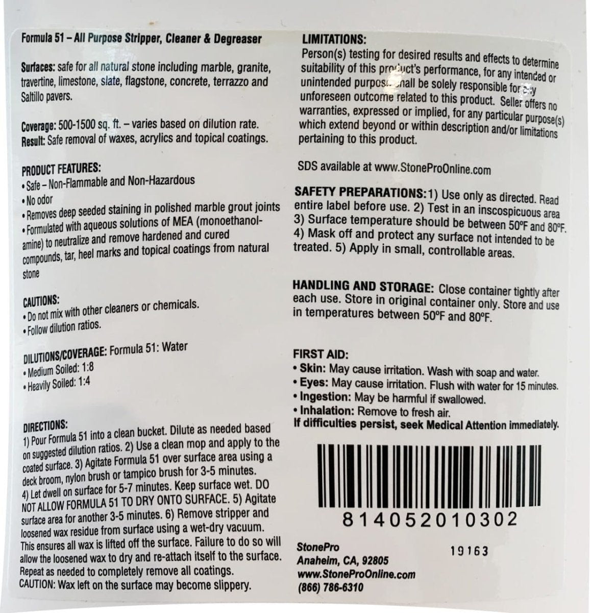 Powerful Stone Pro Formula 51 Alkaline Cleaner & Stain Remover