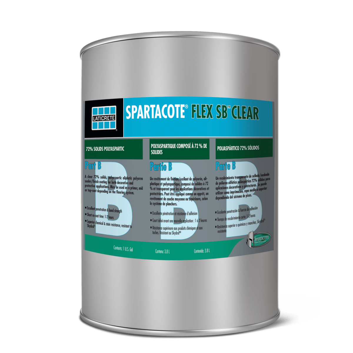 Spartacote Flex SB Two - Part Polyaspartic Aliphatic Polyurea Coating 2 - Gallon Kit (Comprising 1 Gallon A and 1 Gallon B)