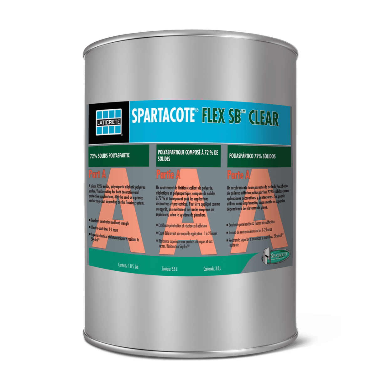 Spartacote Flex SB Two - Part Polyaspartic Aliphatic Polyurea Coating 2 - Gallon Kit (Comprising 1 Gallon A and 1 Gallon B)