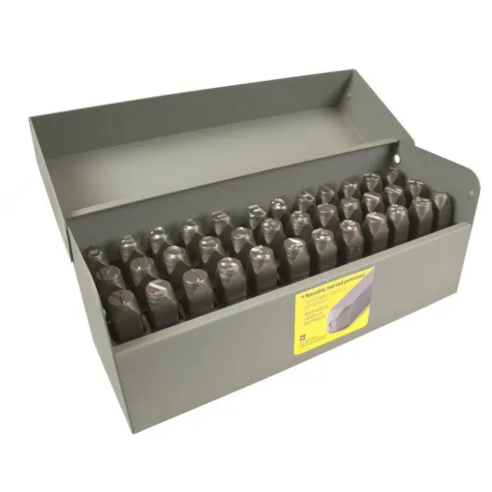 36-Piece 3/16 Letter and Number Dot Design Stamp Set for Industrial Use