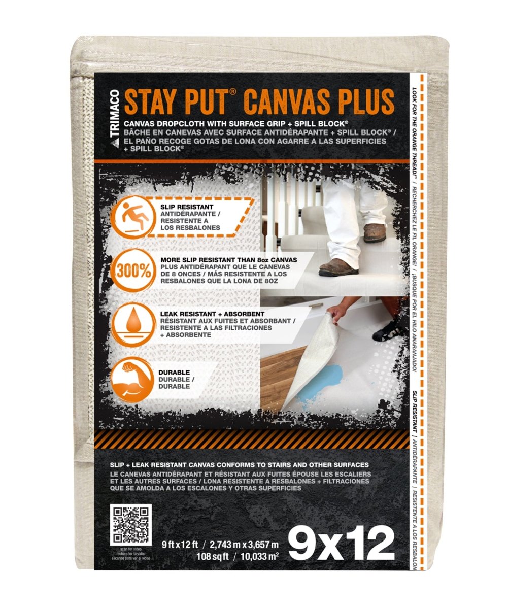 Trimaco's Stay Put® Plus Anti - Slip Canvas Dropcloth for Enhanced Protection